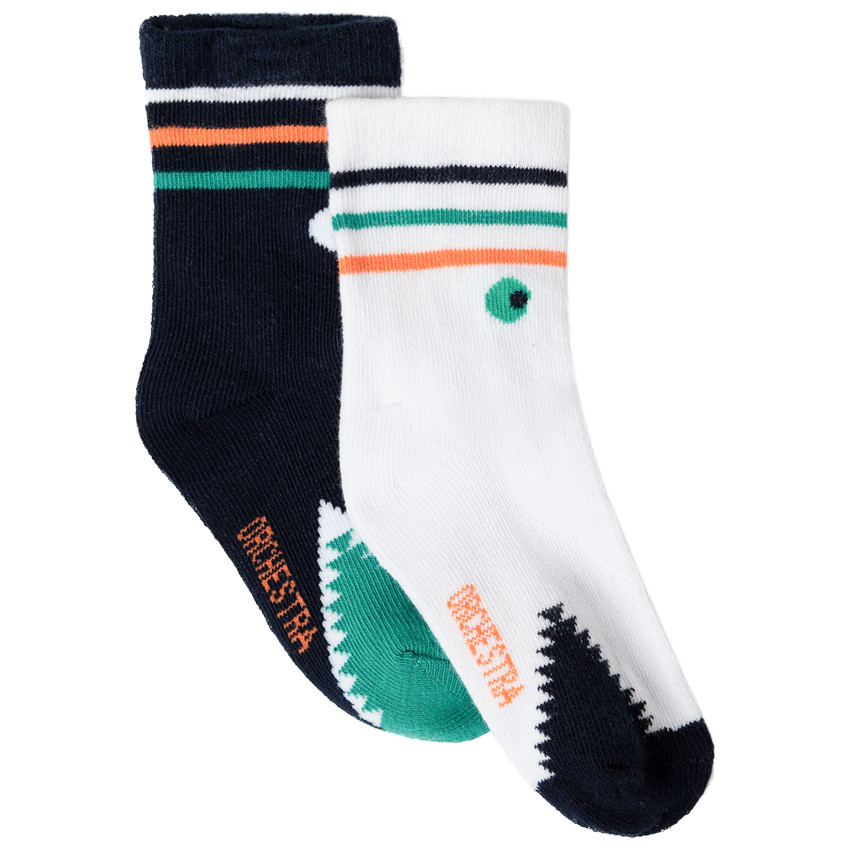 Lot de 2 paires de chaussettes assorties motif crocodile 
