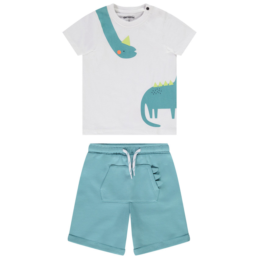 Ensemble 2 pièces t-shirt + bermuda dinosaure pour bébé garçon 