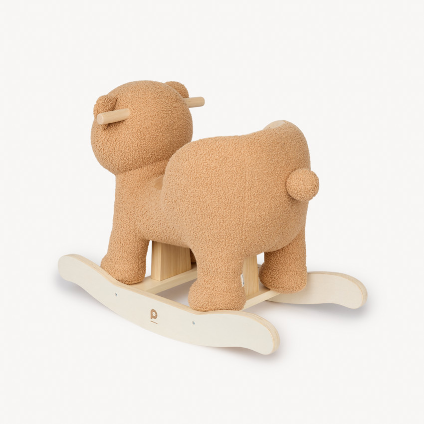 Ours à bascule en peluche avec assise et poignées en bois 