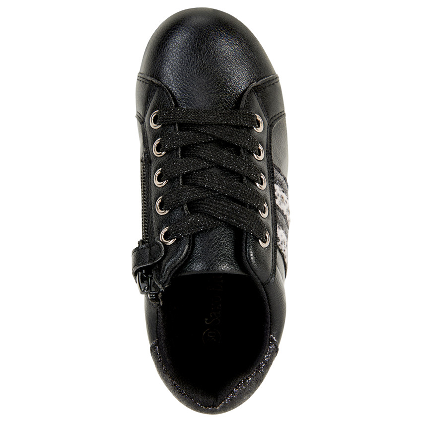 Baskets noires effet cuir avec paillettes pour fille