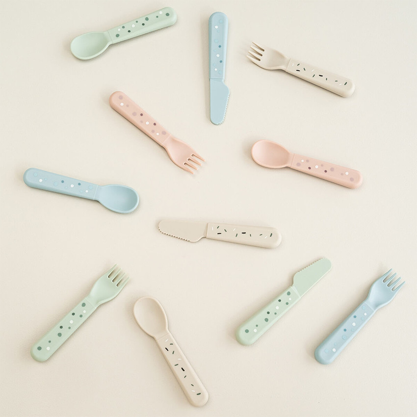 Set de 3 couverts Foodie Confetti sable - Ecru (Done by deer) - Image 1