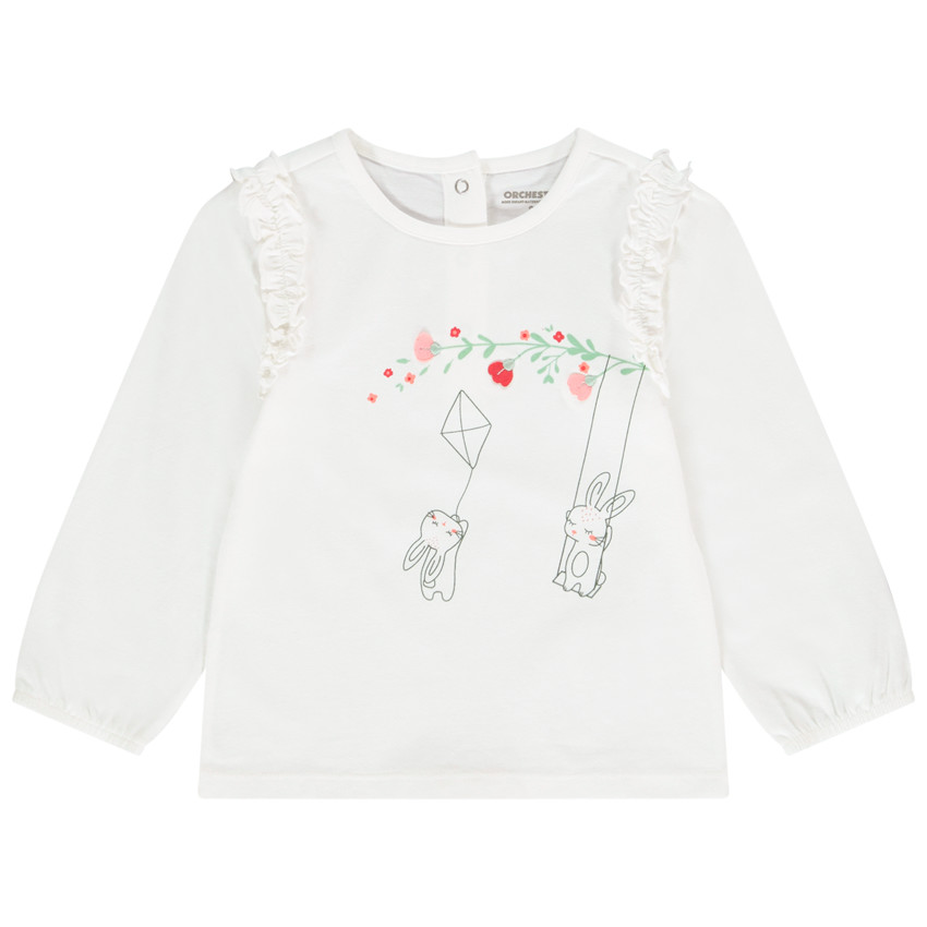 T-shirt manches longues en jersey print lapins pour bébé fille 