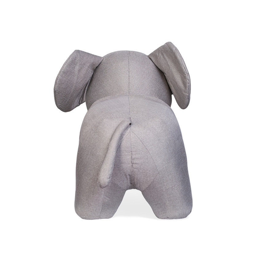 Grande peluche 48cm Éléphant debout en lin gris 