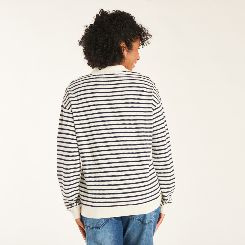 Polo marinière manches longues d'allaitement pour femme 