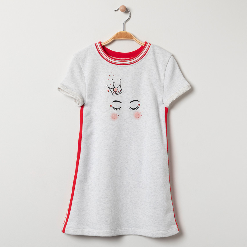 Robe manches courtes à bandes latérales pour fille 