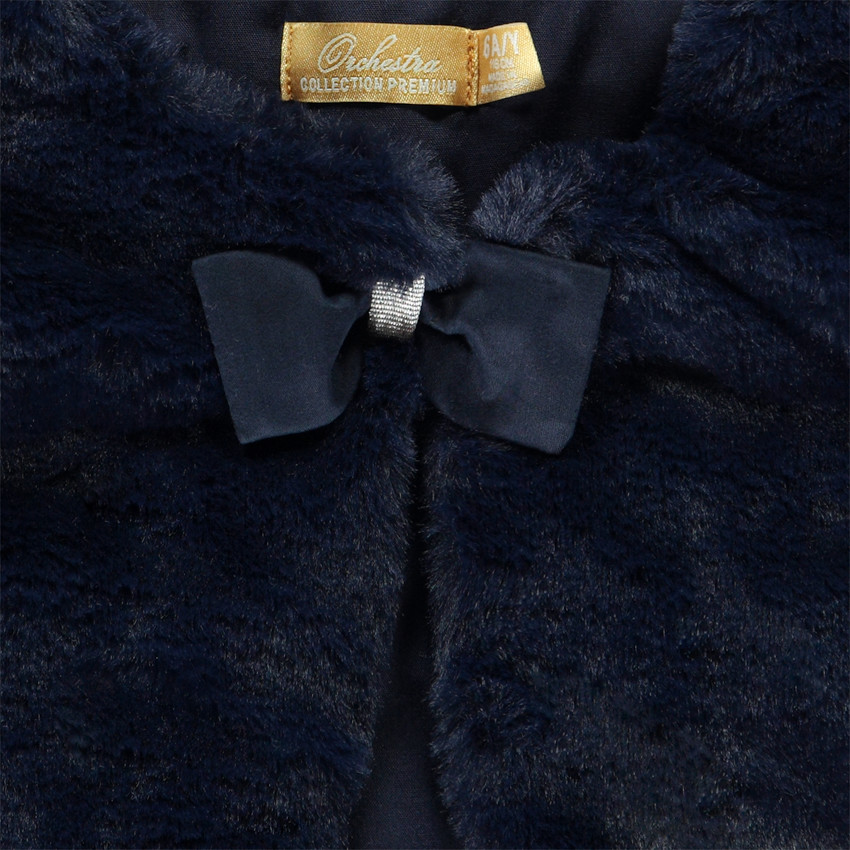 Gilet esprit boléro en fausse fourrure à nœud pour fille 