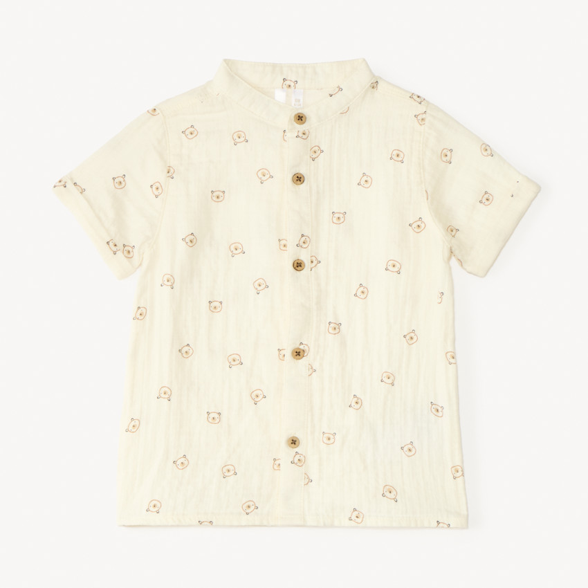 Ensemble court 2 pièces salopette + chemise imprimé ourson pour bébé garçon 