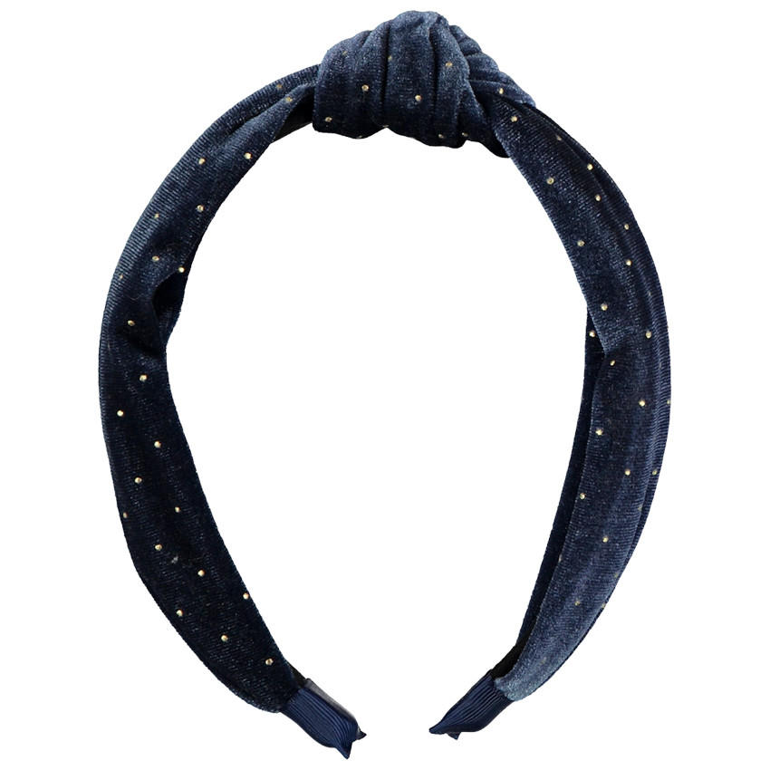 Serre-tête en velours imprimé pois dorés pour fille 