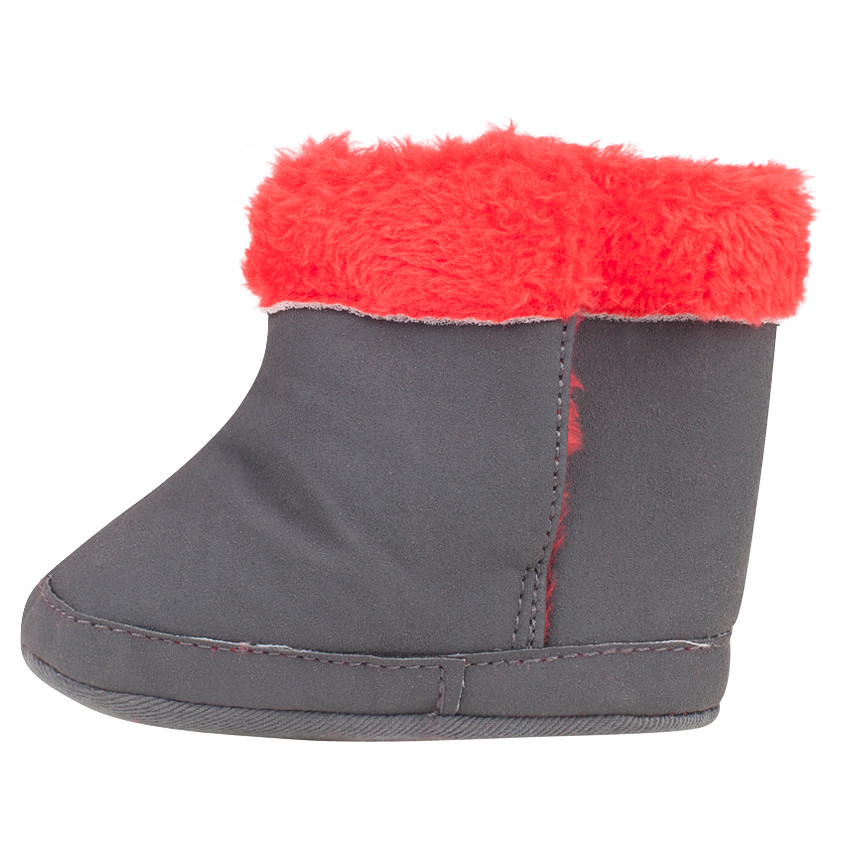 Bottines en suédine avec fausse fourrure et print souris 