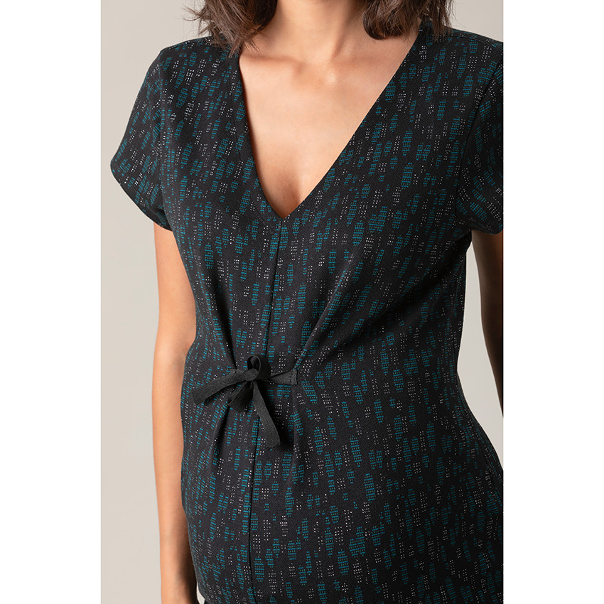 Robe de grossesse manches courtes à motif jacquard all-over 