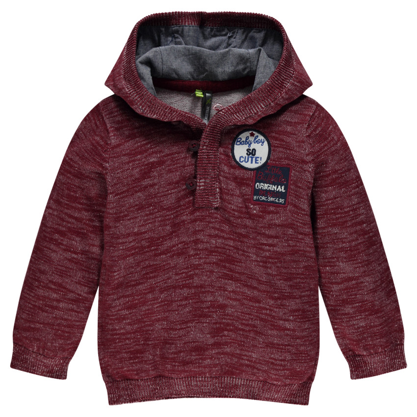 Pull à capuche en tricot avec badges patchés 