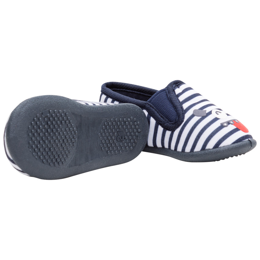 Chaussons bas rayés avec élastiques et personnage printé 