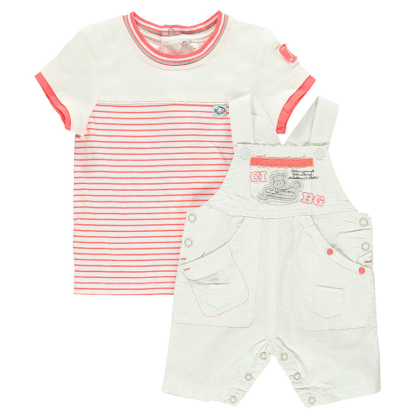 Ensemble tee-shirt et salopette à rayures 