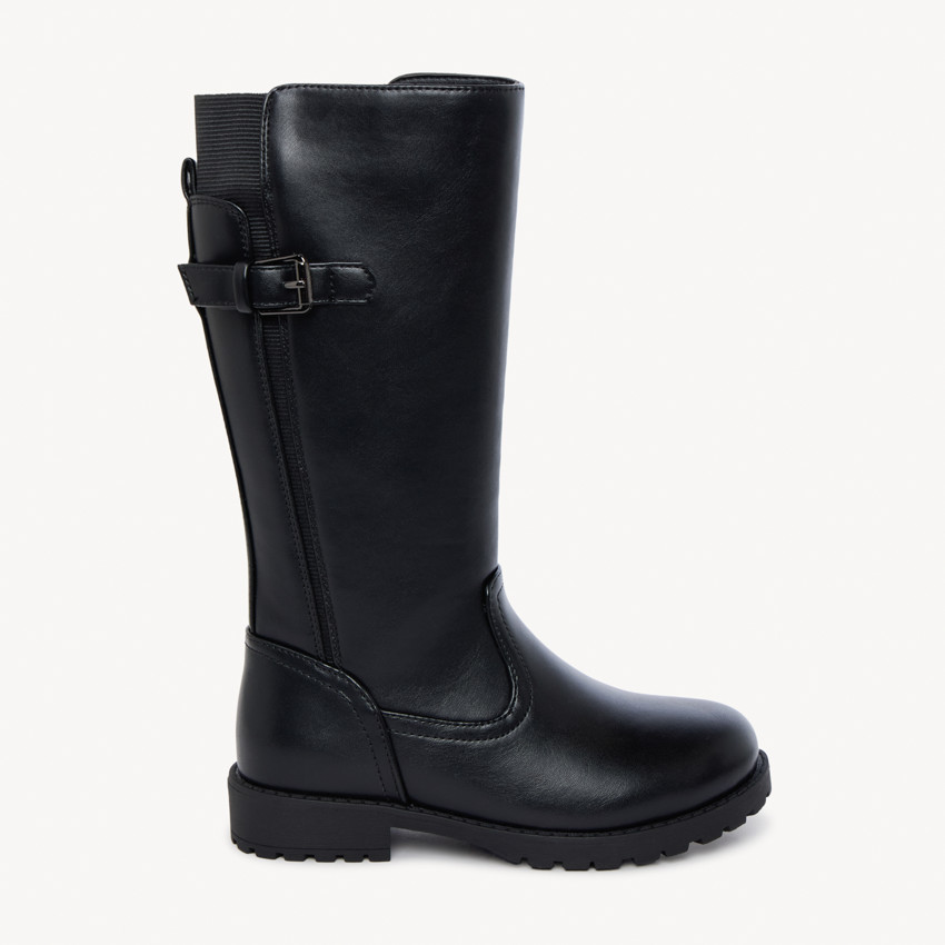 Bottes cavalière noire à boucle pour fille 