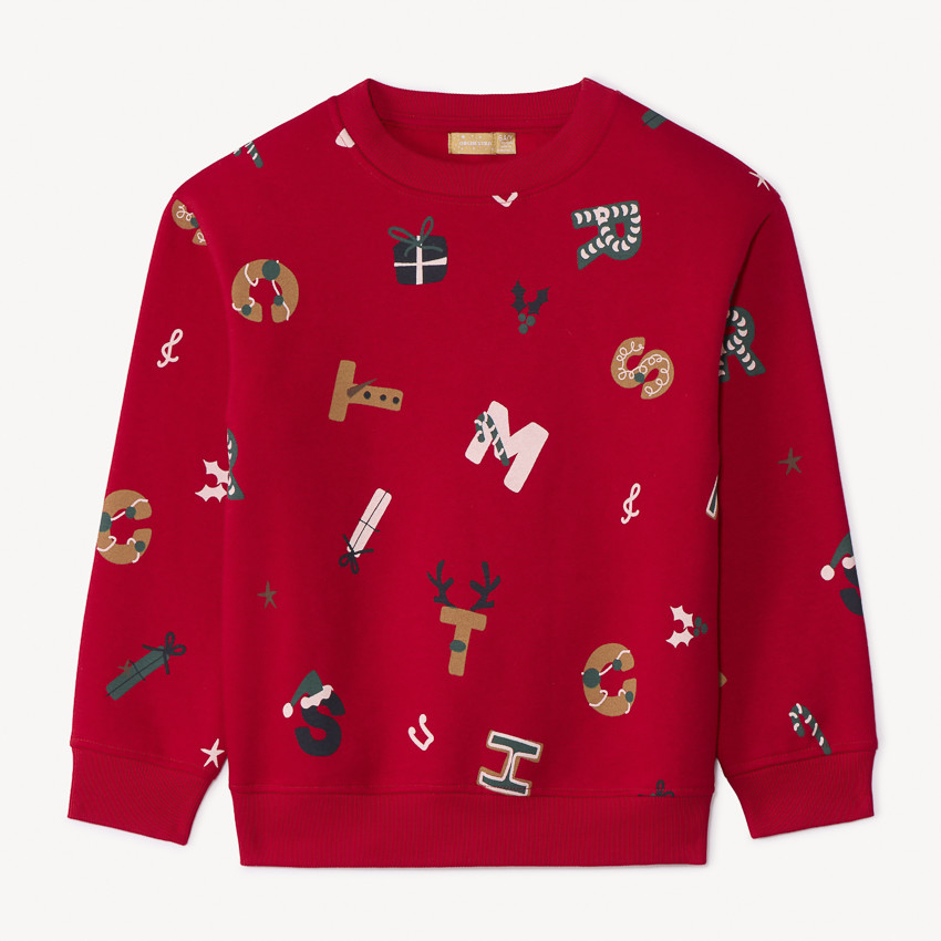 Sweat molleton de noël imprimé lettres pour garçon 