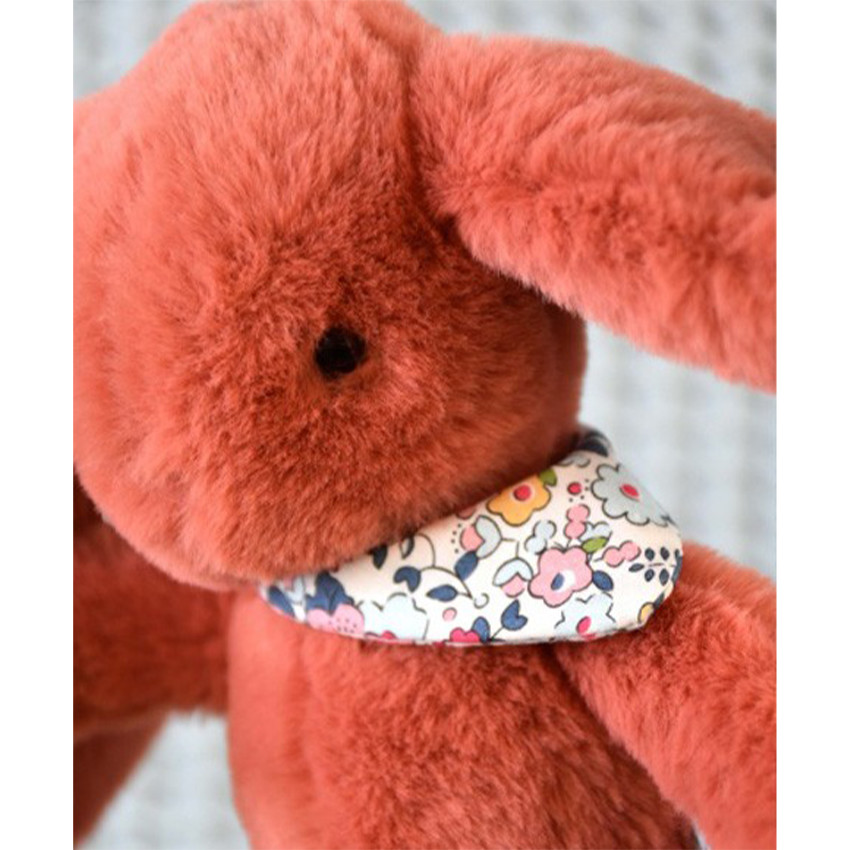 Peluche Lapin Fleurette 25cm Terracotta 