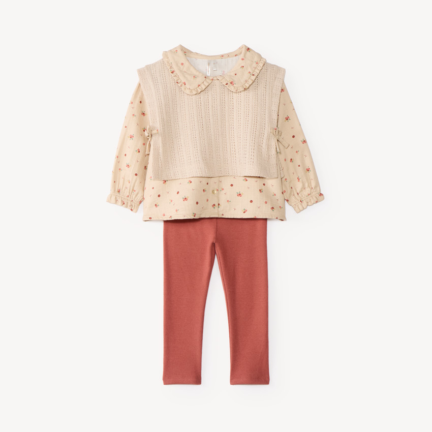 Ensemble tunique 3 pièces bébé fille motifs baie
