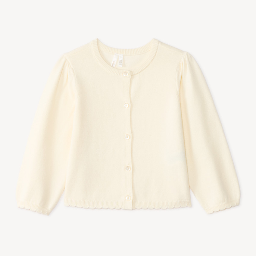 Gilet en tricot uni festonné pour bébé fille 