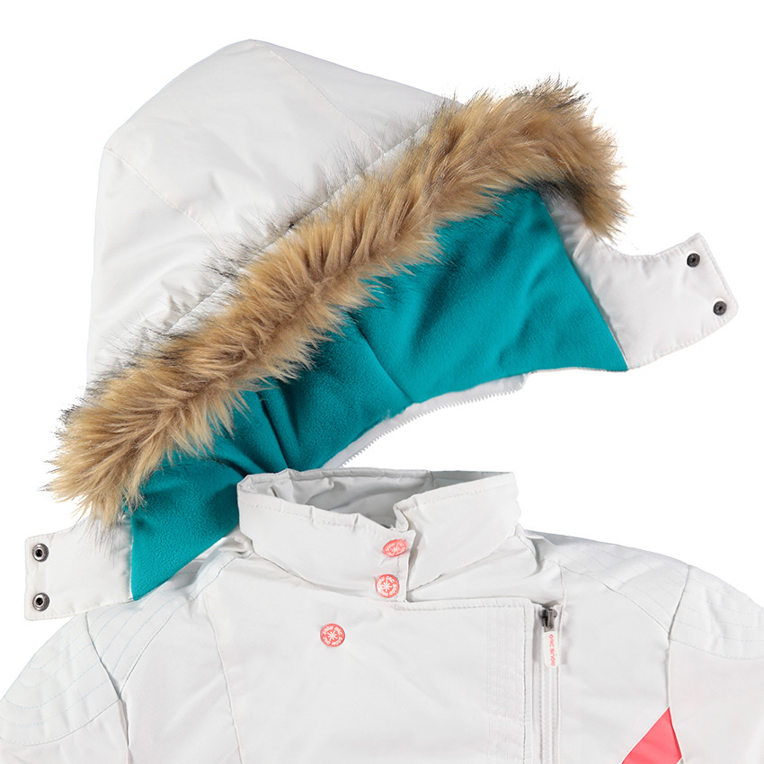 Junior - Blouson de ski avec capuche amovible et fausse fourrure 