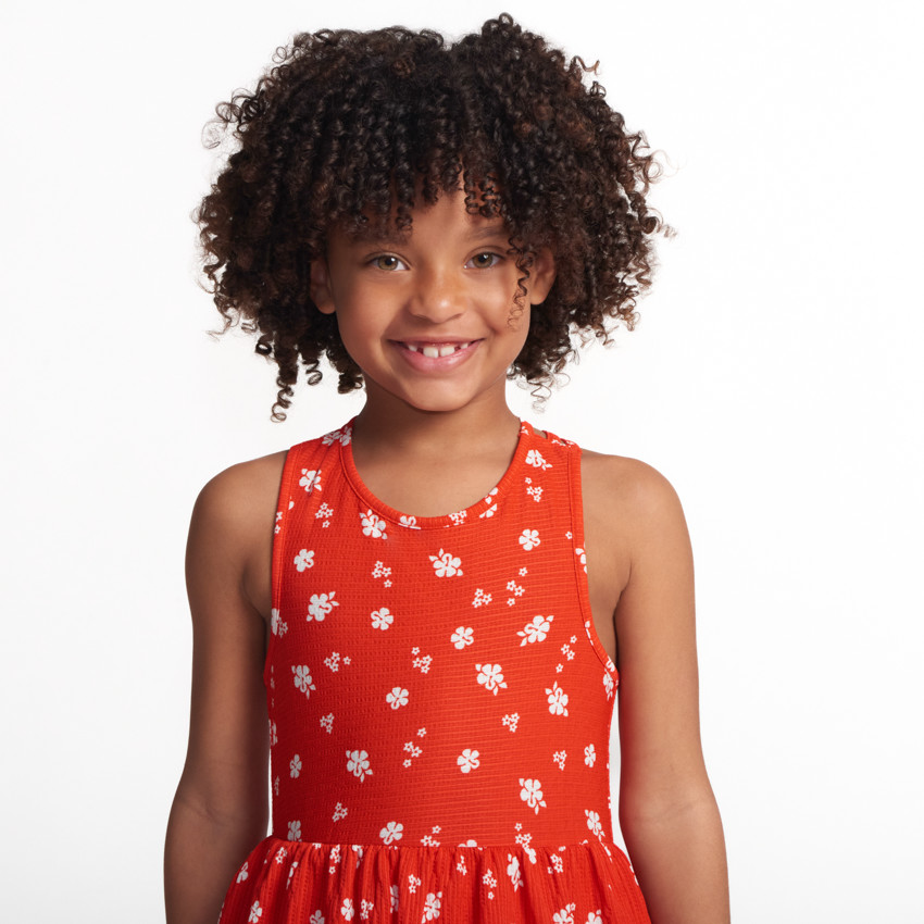 Robe sans manches imprimé fleuri pour fille 