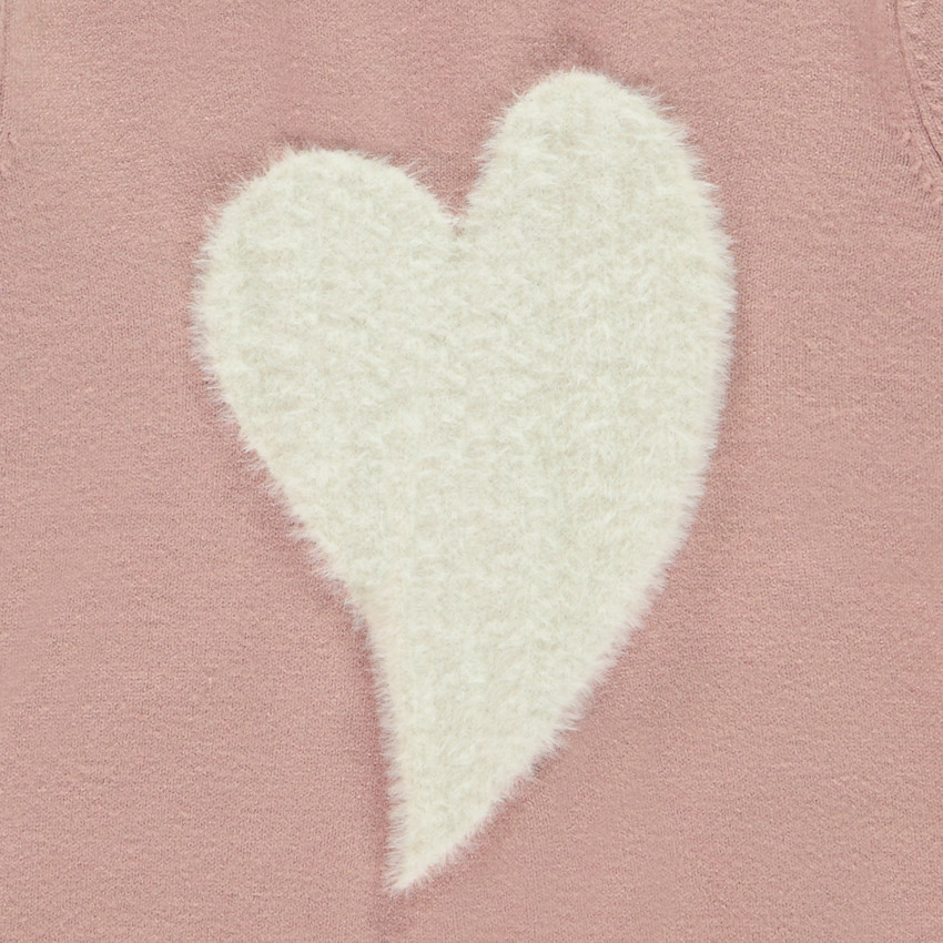 Pull en tricot motif cœur fantaisie pour fille 