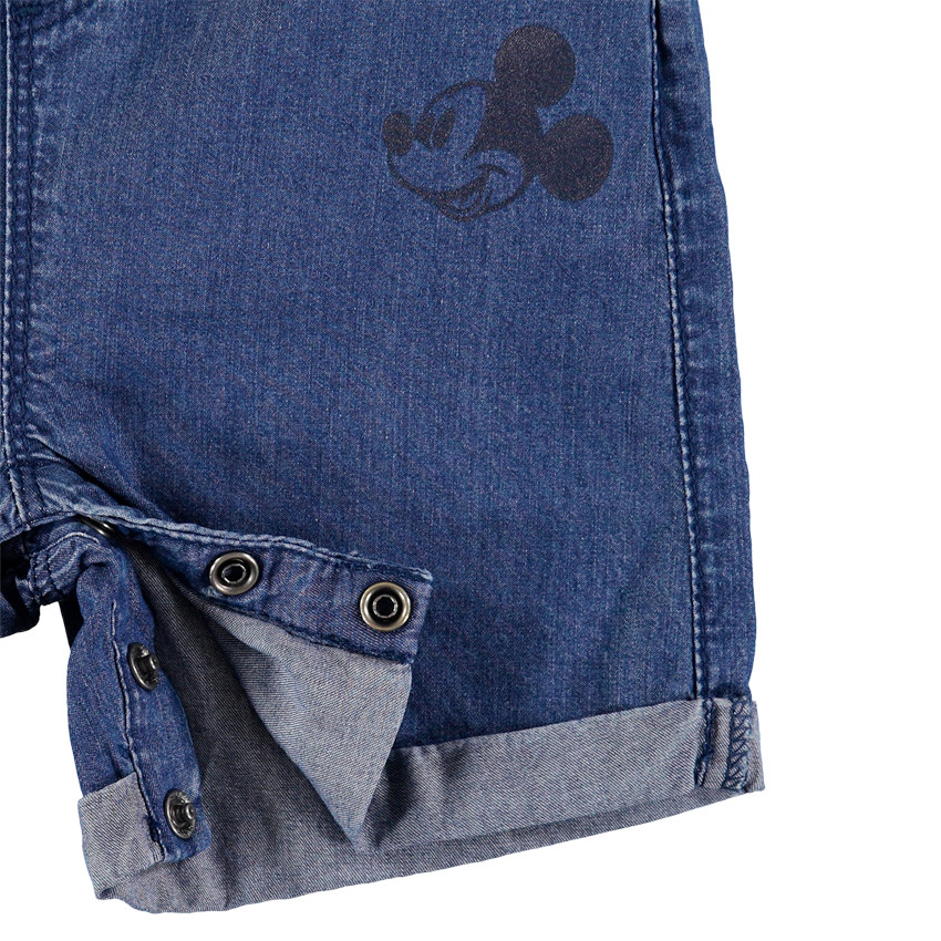 Salopette courte en jean print Mickey Disney 