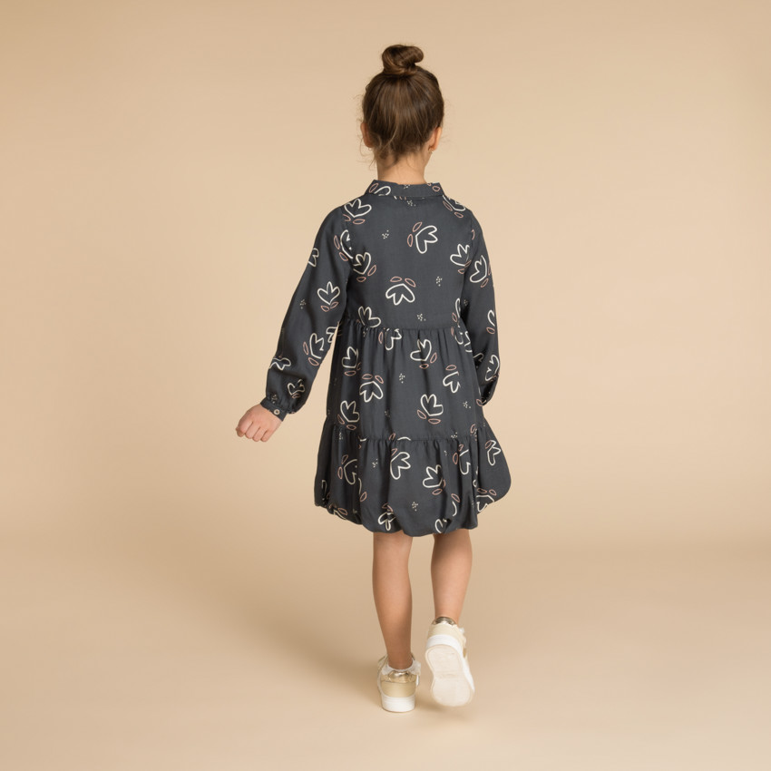 Robe tunique effet boule imprimé fleurs pour fille 