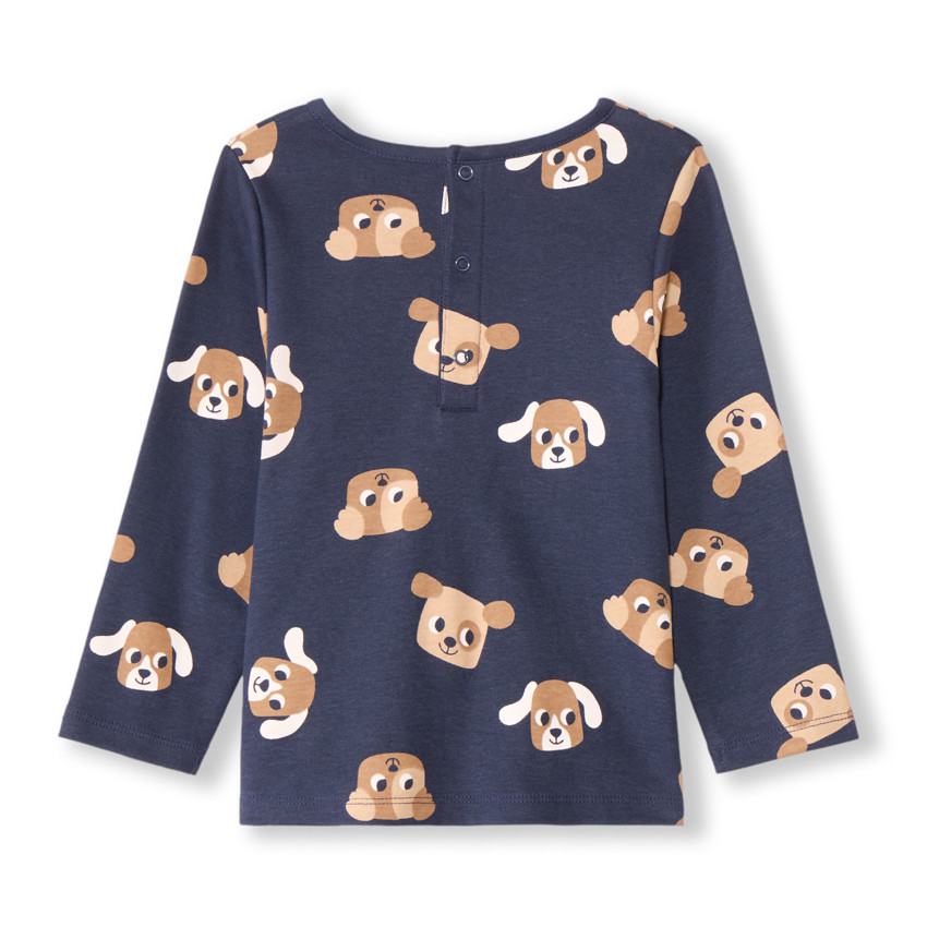 Set pyjama en interlock imprimé chiens pour bébé garçon avec finitions différentes selon l'âge 