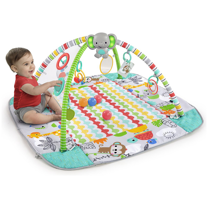 Tapis d'éveil 5 en 1 avec piscine à balles tropical 