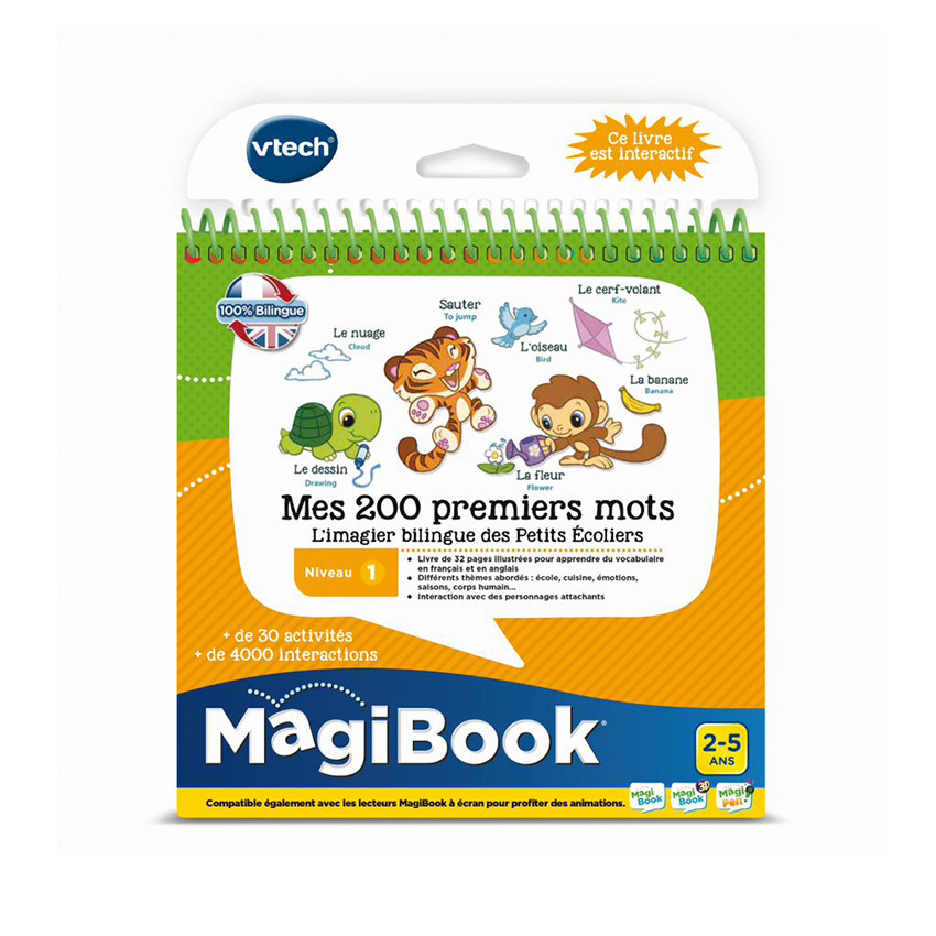 Livre d'éveil Magicbook - Mes 200 Premiers Mots Français / Anglais  