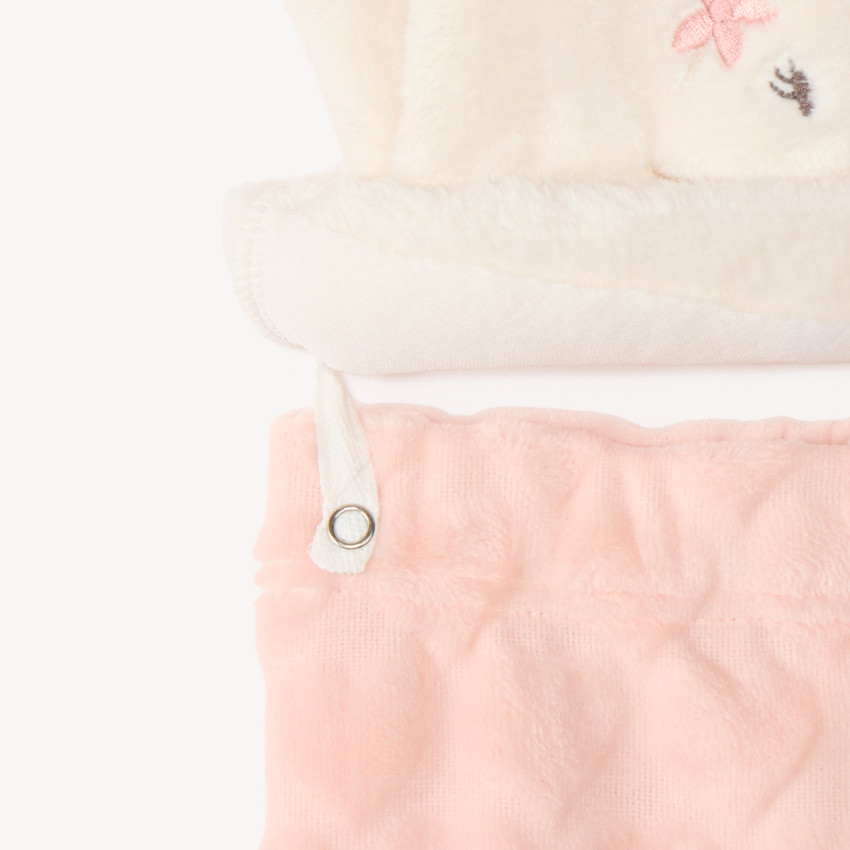 Pyjama bébé fille en velours avec lapin et fleurs brodés 