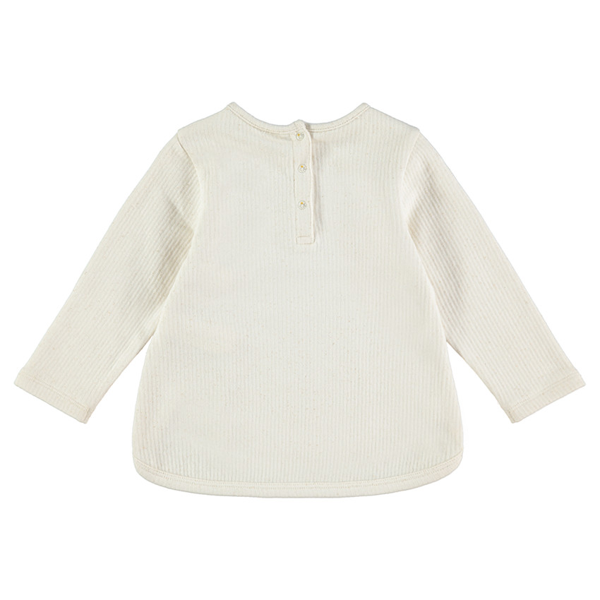 Sweat en molleton côtelé mélangé de fil brillant avec print faon 