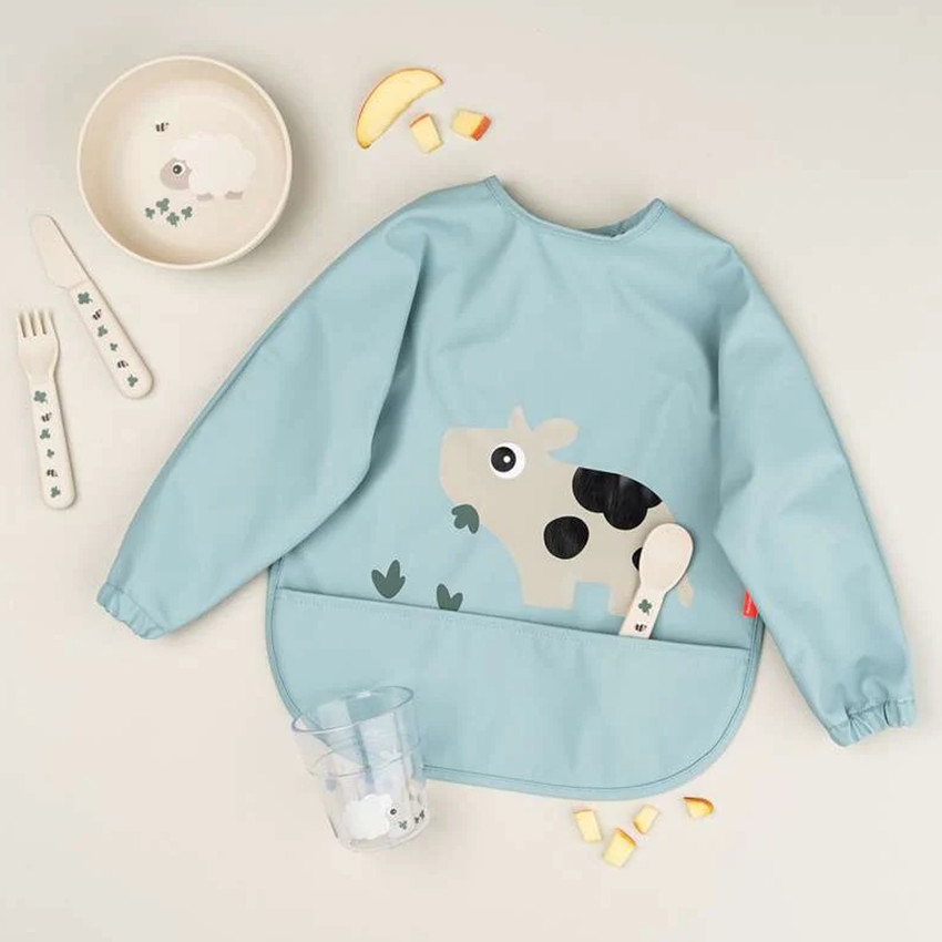 Bavoir tablier imperméable à poche Tiny Farm bleu - Bleu (Done by deer) - Image 1