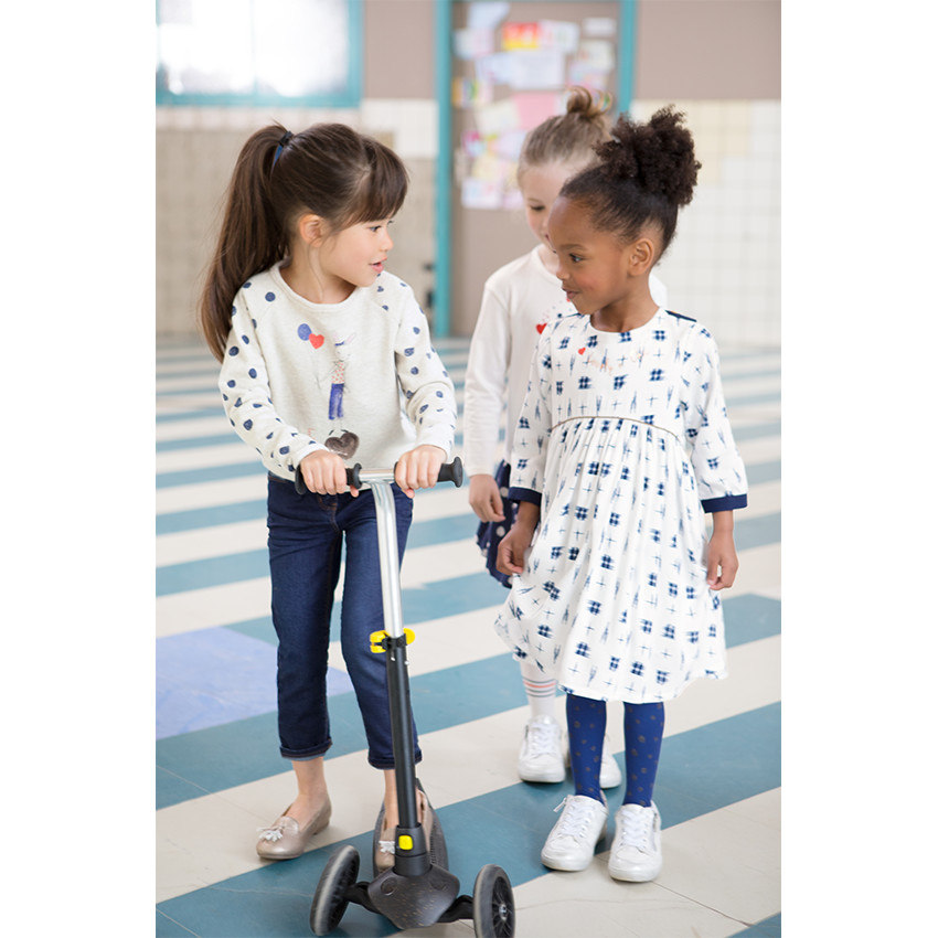 Robe fluide manches 3/4 imprimée fantaisie 