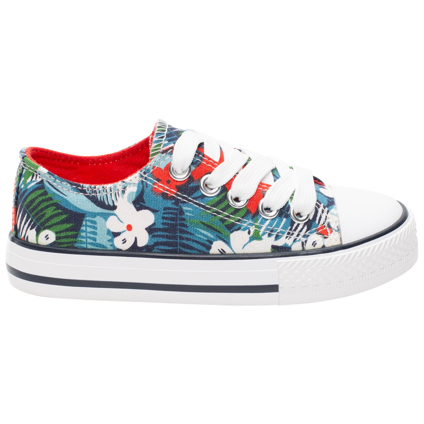 Baskets basses en toile a imprime floral du 28 au 35 SAXO BLUES