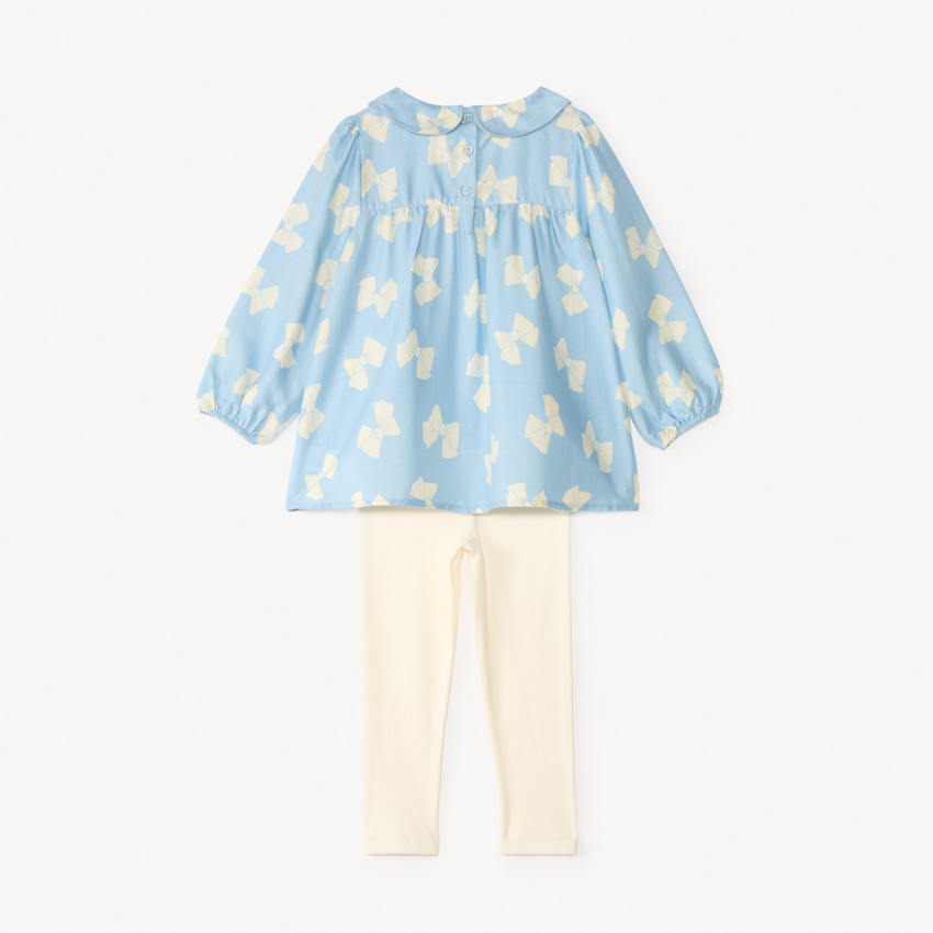 Ensemble long tunique + caleçon motif nœuds pour bébé fille 