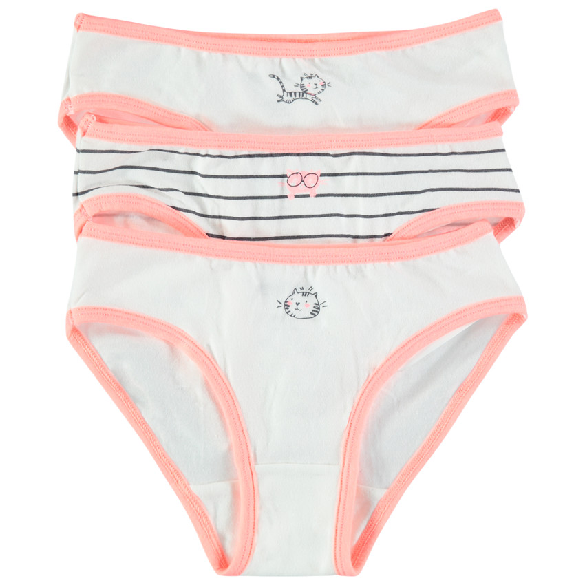 Lot de 3 culottes en coton bio à chats printés 