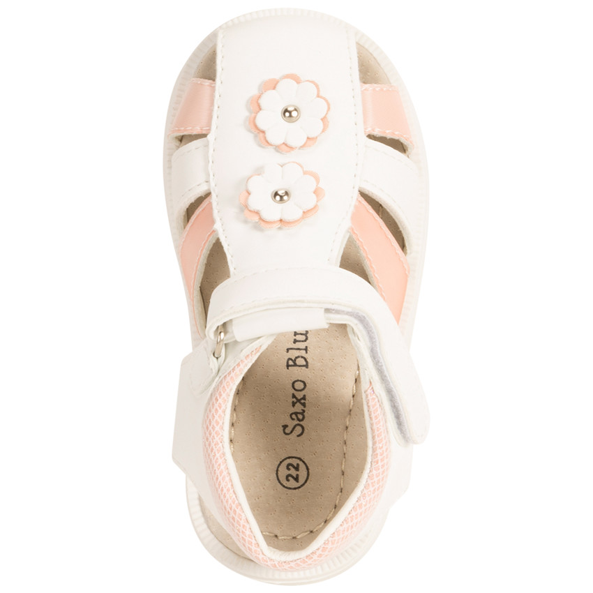 Sandales velcro bicolores à fleurs pour bébé fille 