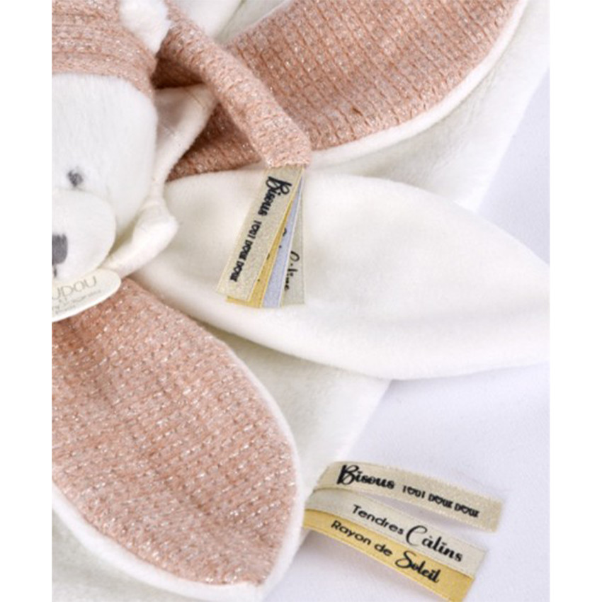 Doudou plat pétales ours 25cm collector 25 ans Rose 