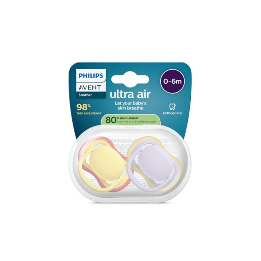 Lot de 2 sucettes silicone 0-6M Ultra Air unies (lot aléatoire) 