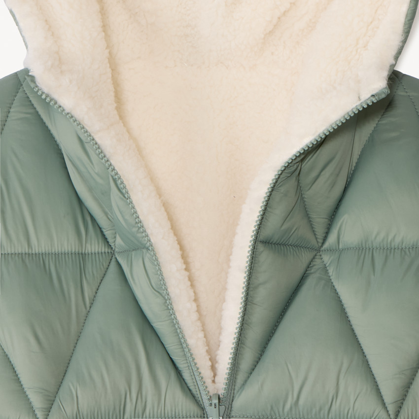 Doudoune longue réversible bi-matière pour fille 