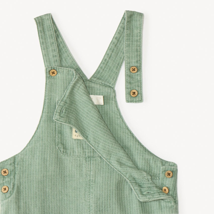 Salopette courte en toile effet rayé pour bébé garçon  