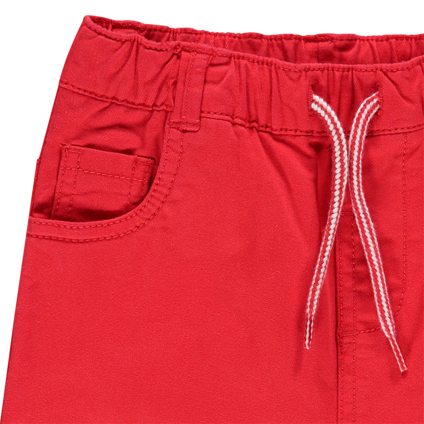 Pantalon rouge uni à taille élastiquée 