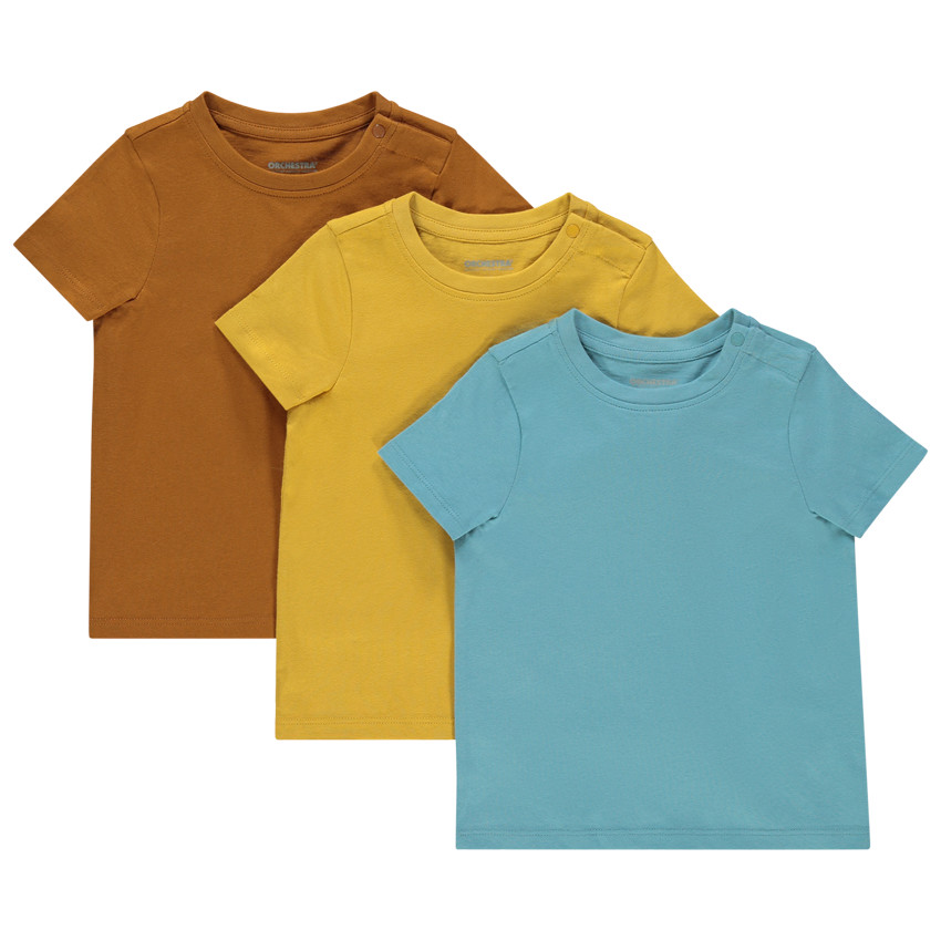 Lot de 3 t-shirts manches manches courtes unis en coton bio 