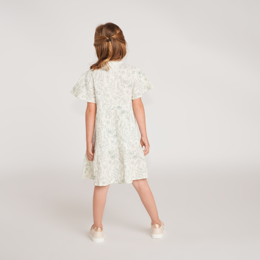 Robe fille manches courtes volantées à imprimé fleuri 