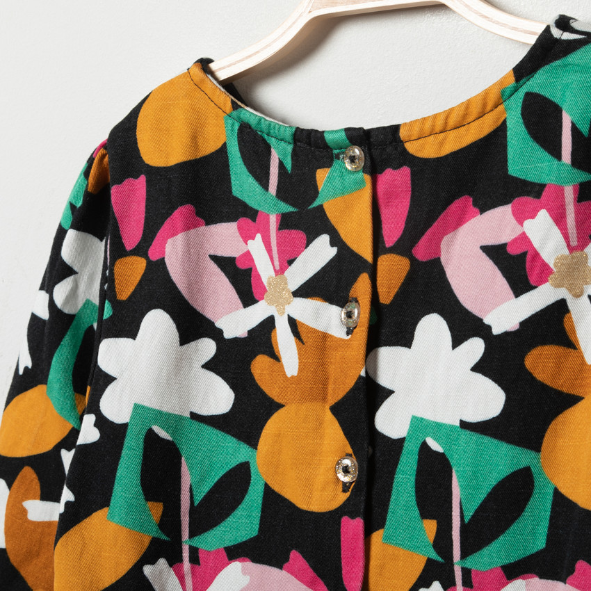 Robe manches longues imprimée fleurs pour enfant fille 