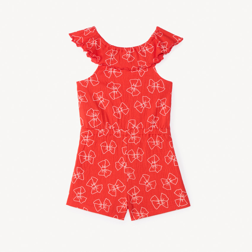 Combishort col bardot imprimé nœuds pour bébé fille 