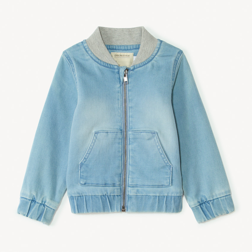 Veste bomber en jean à col côtelé pour bébé garçon