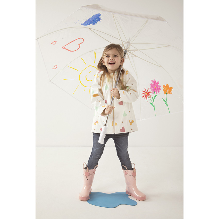 Parka gomme à coeurs doublée sherpa pour enfant fille 