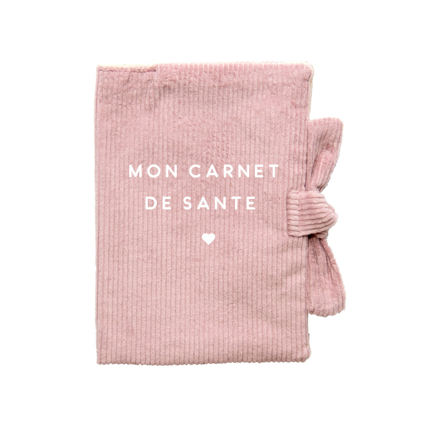 Protège carnet de santé printé en velours côtelé lilas